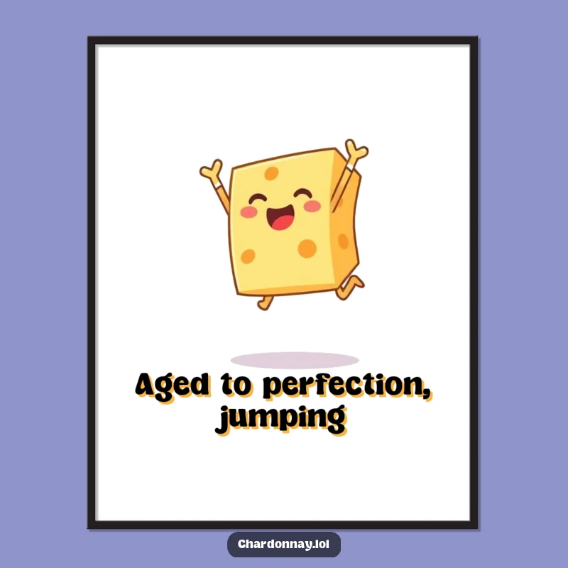 Funny Cheese Digital Art: Cheerful Leap Print, Hilarious Decor Gift!