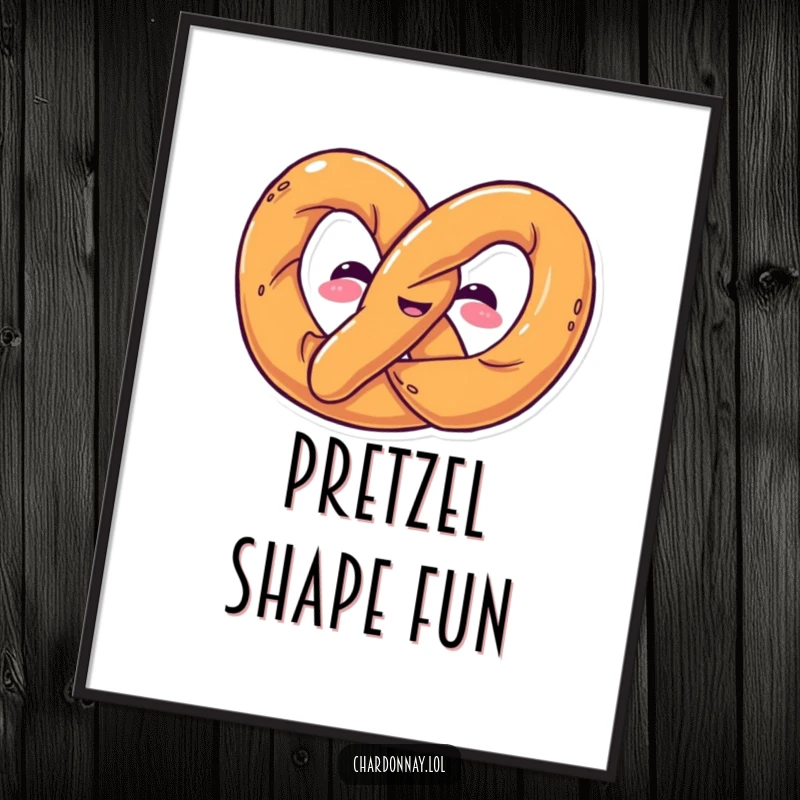 Funny digital art print of a pretzel twisting into a funny shape. High-resolution, perfect for instant wall decor and humorous gifting.