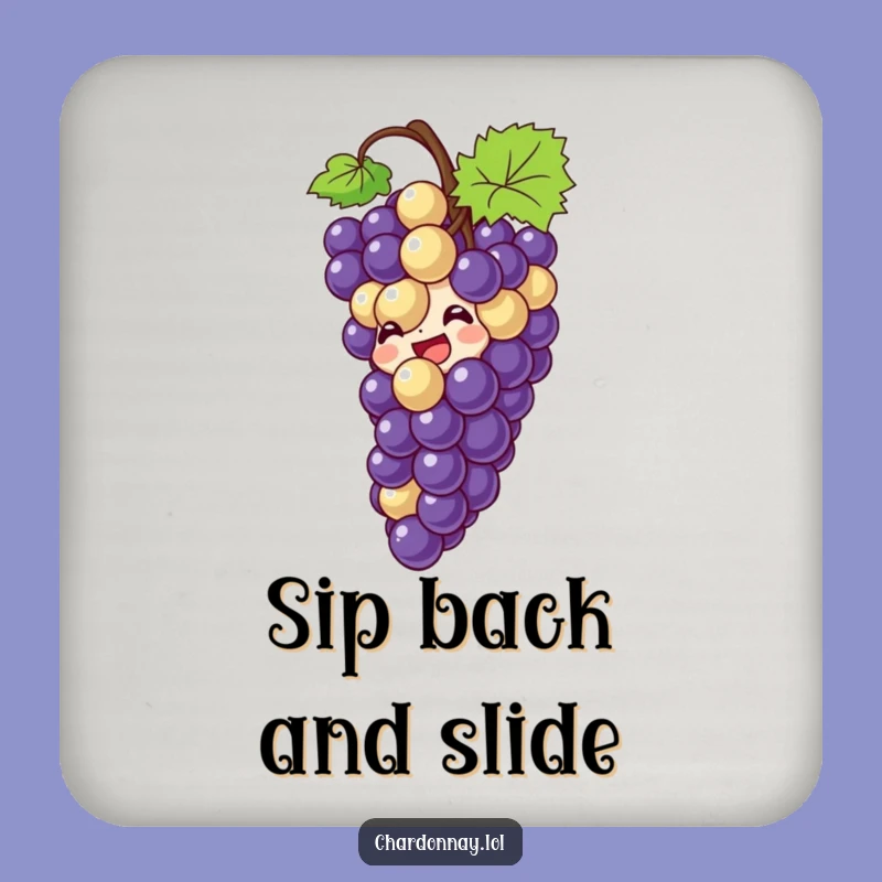 Funny Giggling Grape Coaster: Protect Surfaces with Wine Humor