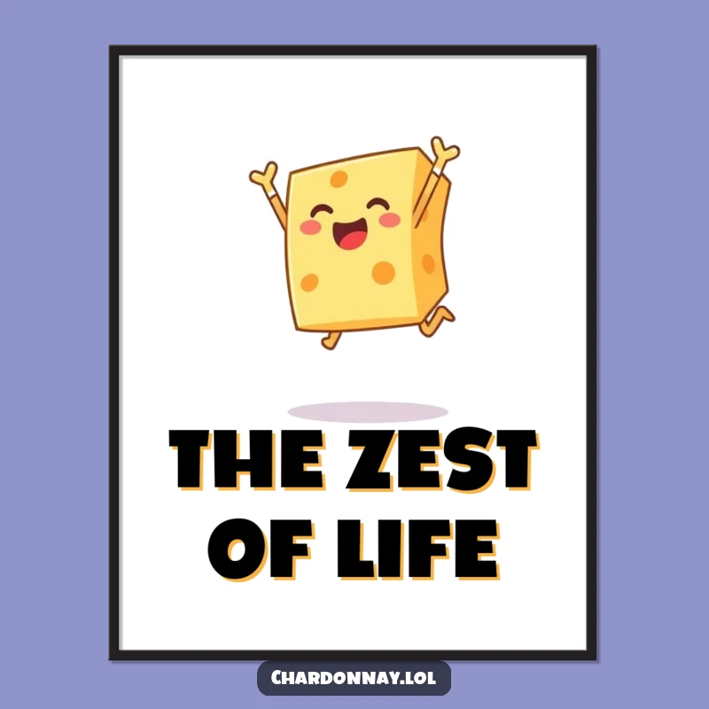 Funny Cheese Poster: Cheerful Leap Art, Hilarious Wall Decor Gift!