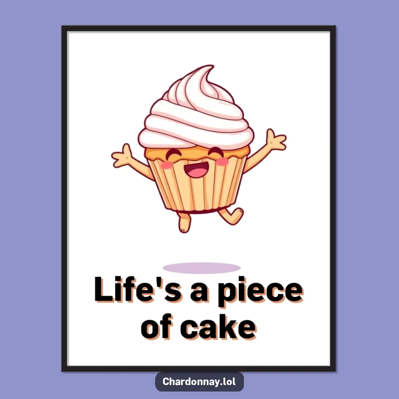 Free Printable Wall Art: Giggling Cupcake Jumping Funky Treat Humorous Downloadable Art Decor