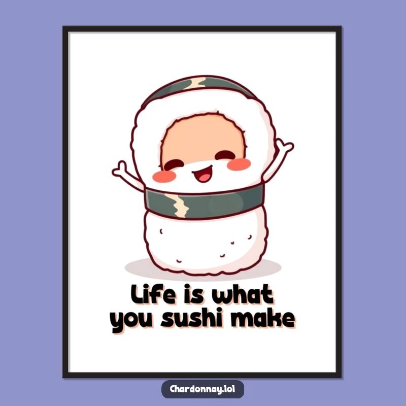 Free Printable Sushi Wall Art: Wiggling Balance - Humorous Downloadable Decor