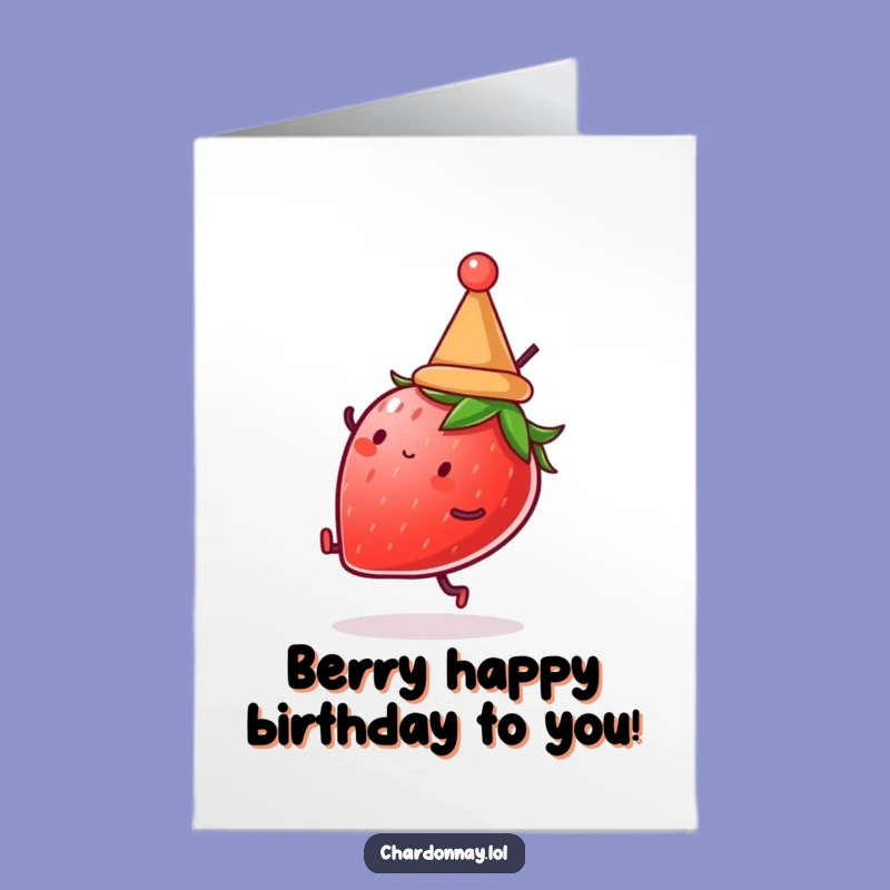 Free Printable Birthday Card: Strawberry Cartwheel, Funny Hat Surprise for Celebrations