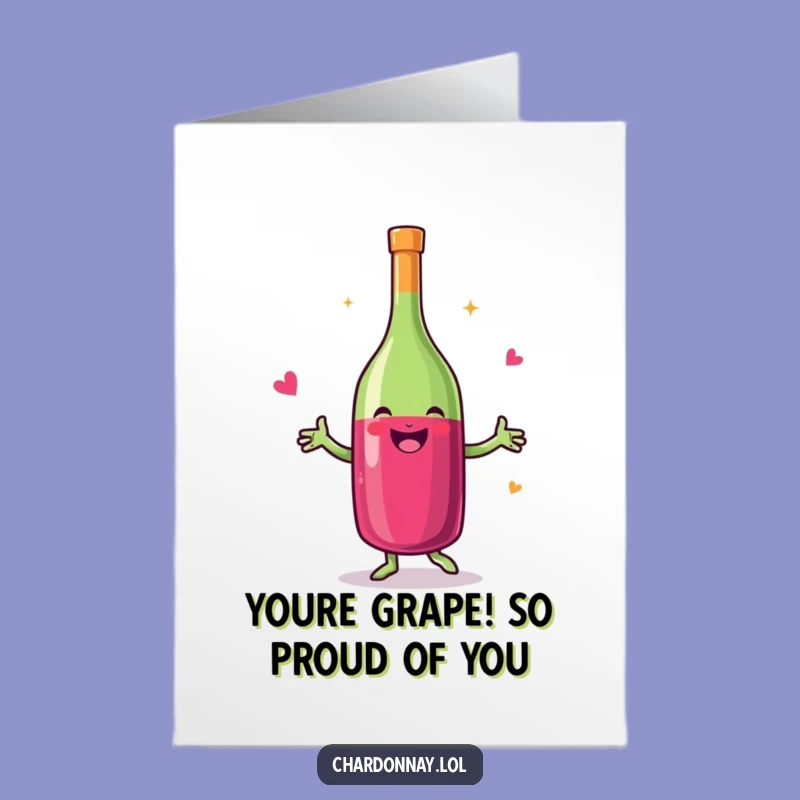 Free Printable Congrats Card: Dancing Wine Bottle, Funny Downloadable Gift for Milestones