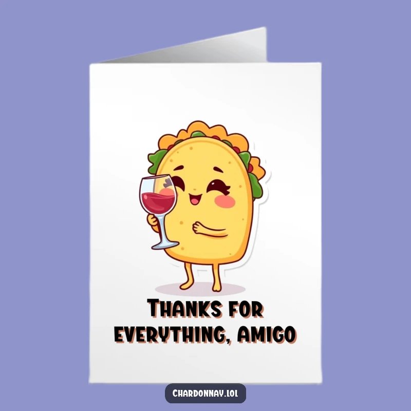 Free Printable Thank You Card: Winking Taco, Funny Downloadable Gift of Gratitude