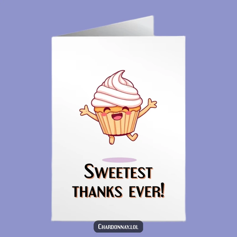 Free Printable Thank You Card: Giggling Cupcake Gratitude Funny Downloadable Gift for Thanks