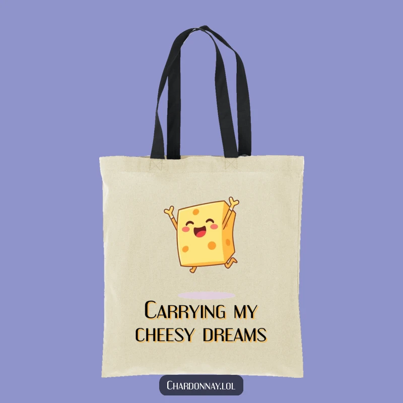 Funny Cheese Tote Bag: Cheerful Leap Action, Stylish & Hilarious Gift!
